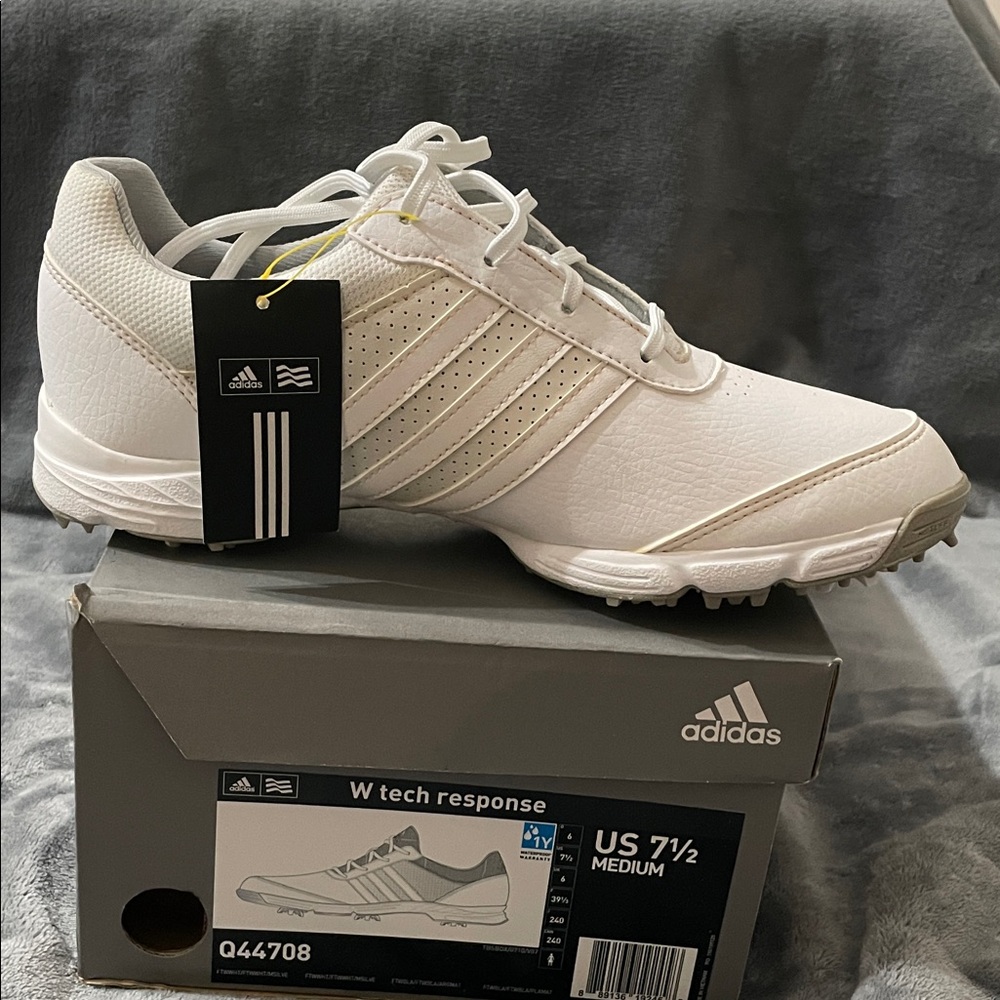 Adidas White Tech Response Golf Shoes